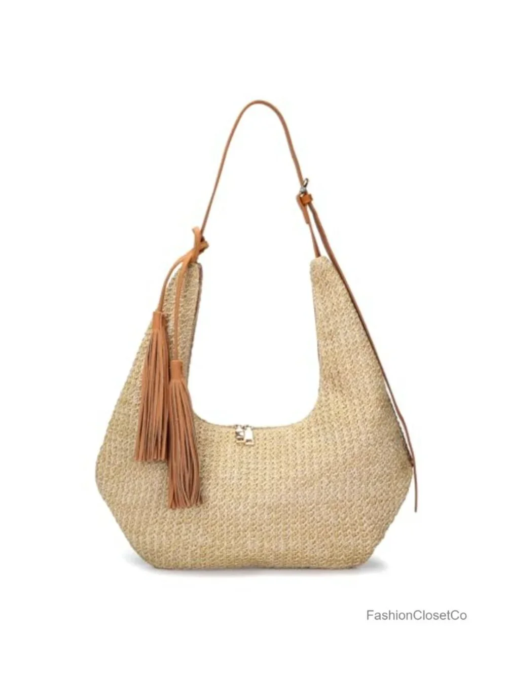 Straw Woven Hobo Tassel Crossbody Shoulder Bag Summer Beach